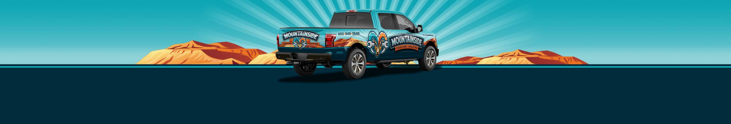 Banner by Mountainside with service van